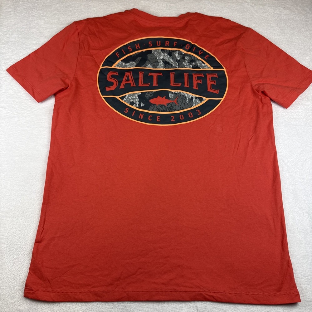 Salt Life Live Salty 100% Pre-Shrunk Cotton Fish, Surf, Dive, Relax Shirt Medium